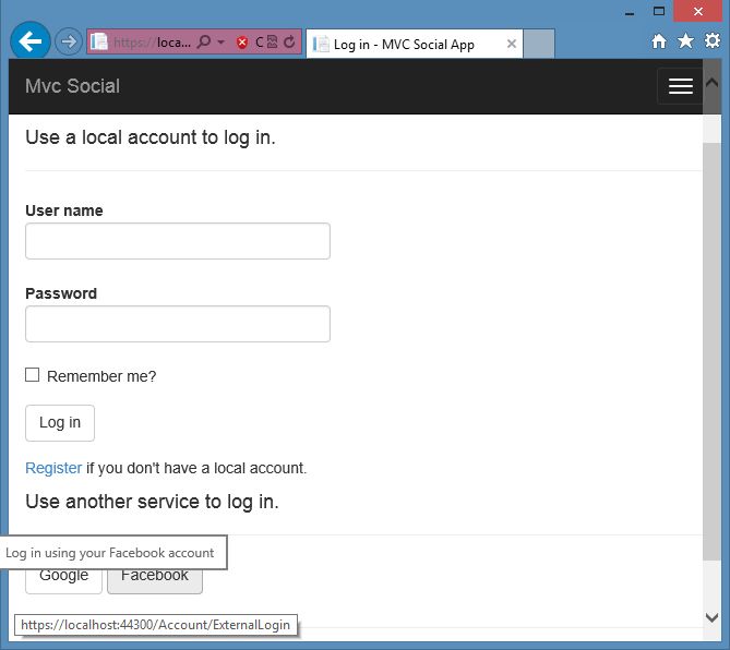 Facebook Login Auth Service in Mvc
